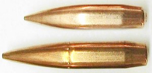 Куля .338 Norma Magnum (знизу) і .338 Lapua Magnum (зверху)